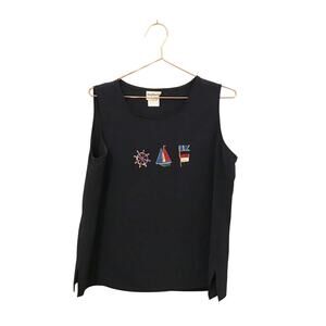 BonWorth Nautical Sailboat sleeveless Blouse - Small Petite